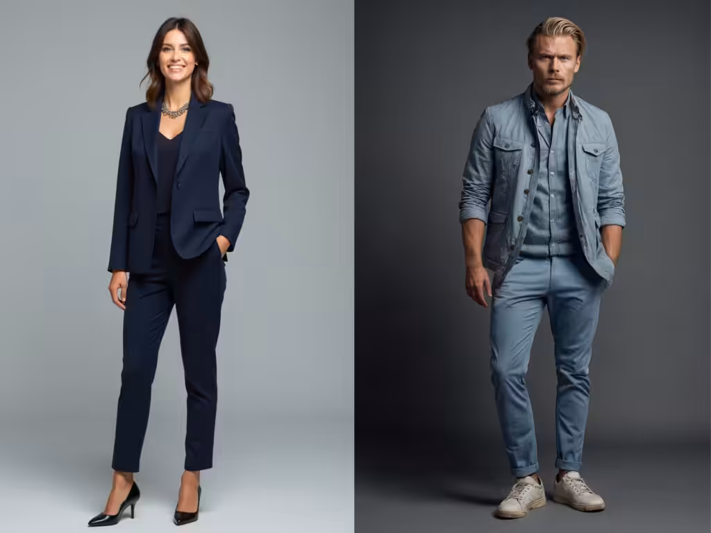 Studio posering framför kameran