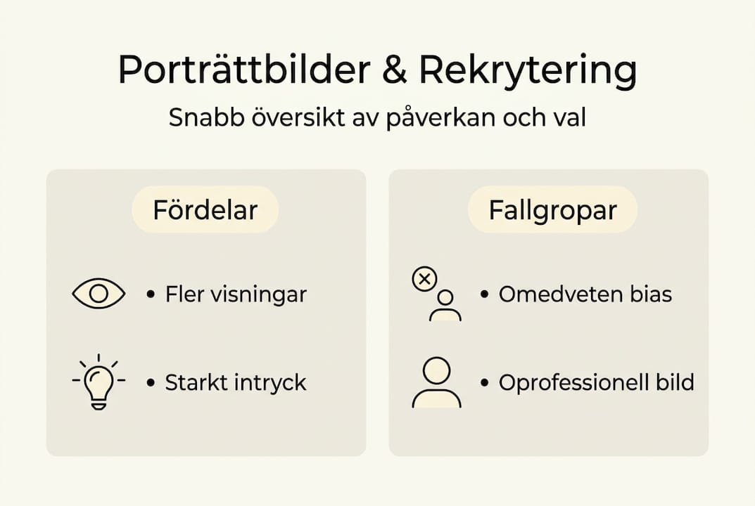 En överskådlig infografik som visar både möjligheter och fallgropar med porträtt