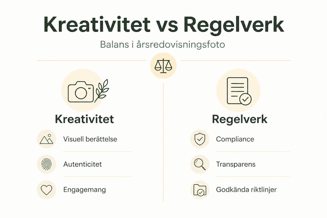 En infografik som utforskar samspelet mellan kreativitet och regler inom fotografi
