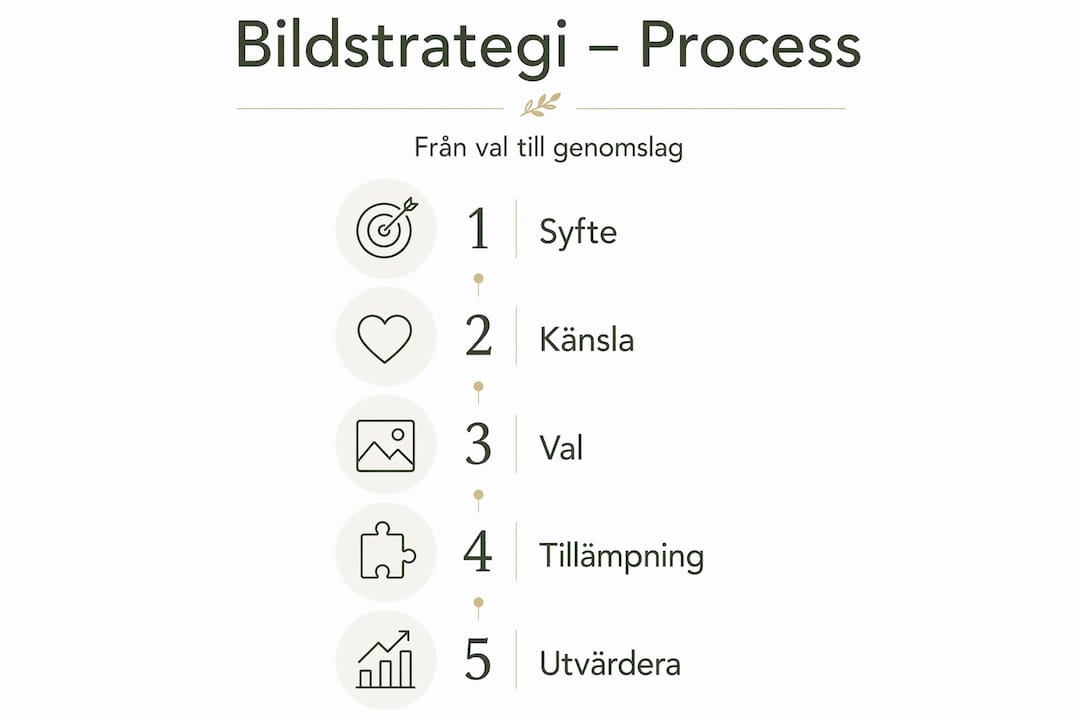 Infografik som visar de olika stegen i arbetet med en bildstrategi