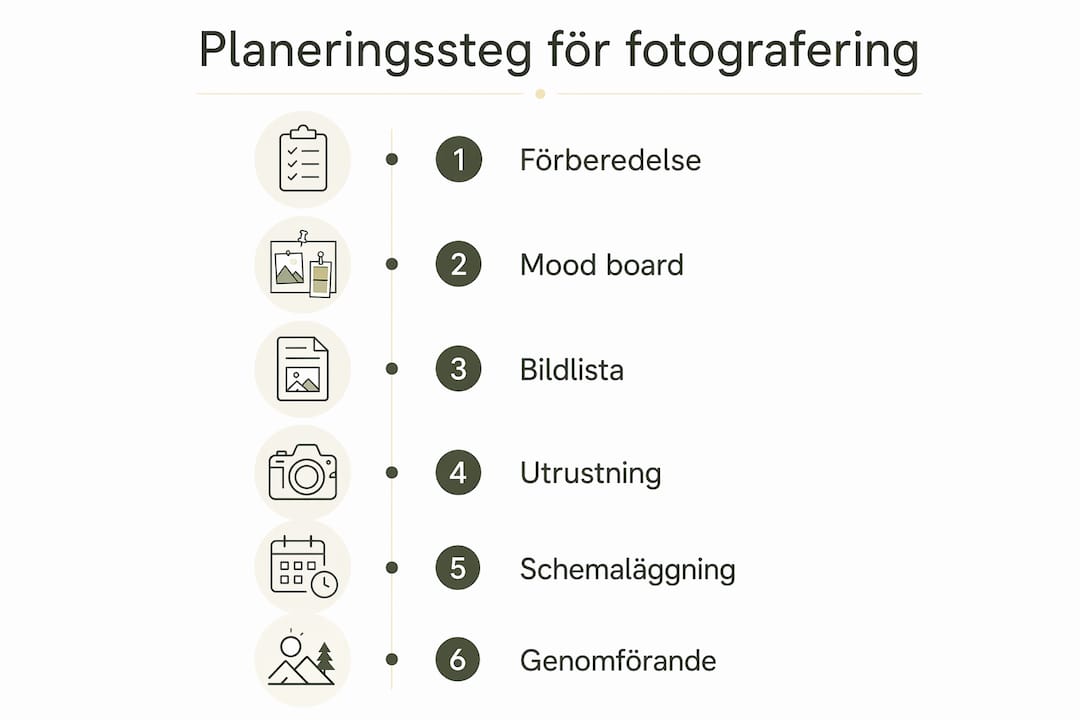 Så planerar du en fotografering – steg för steg i en tydlig infografik