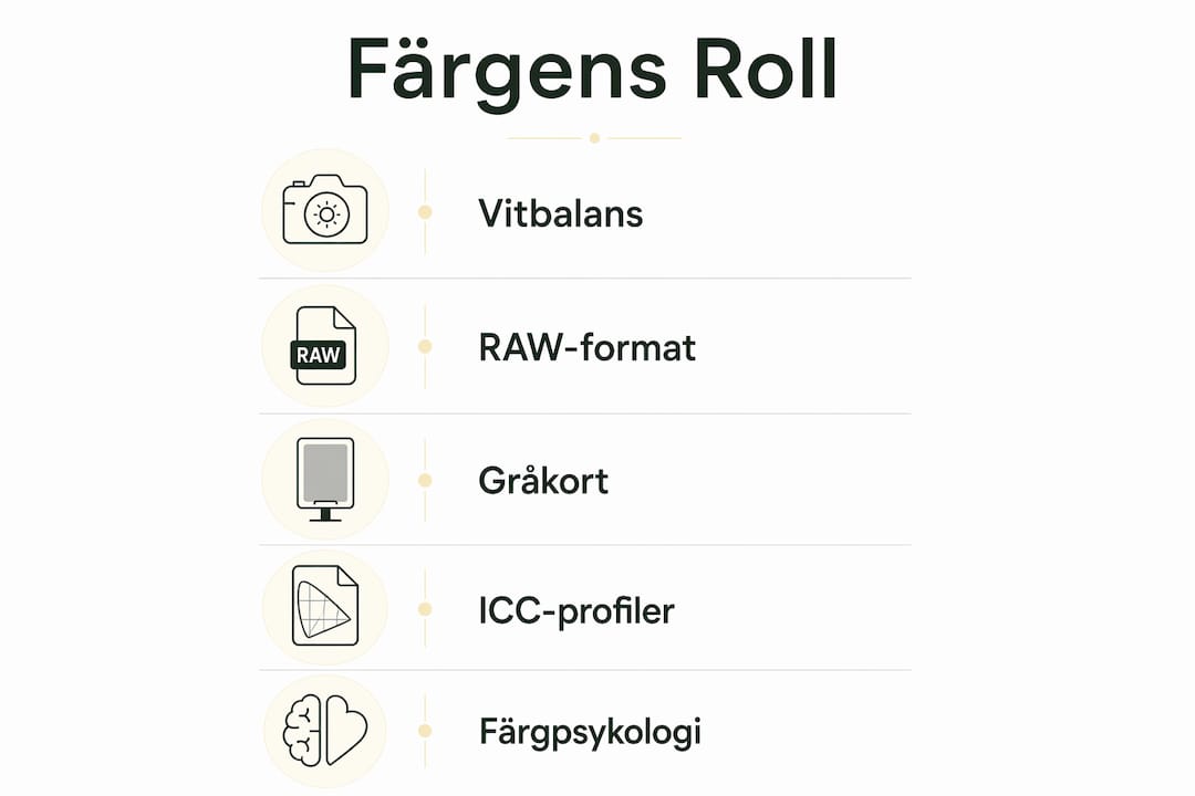 En infografik som guidar dig genom fem viktiga steg inom färgval och färgpsykologi