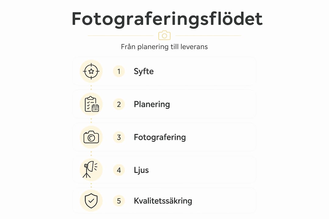 En infografik ger en tydlig översikt av de olika stegen i fotograferingsprocessen.
